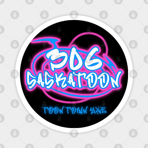 306 Saskatoon Graffiti Logo Toon Town YXE Aesthetic Magnet by Stooned in Stoon